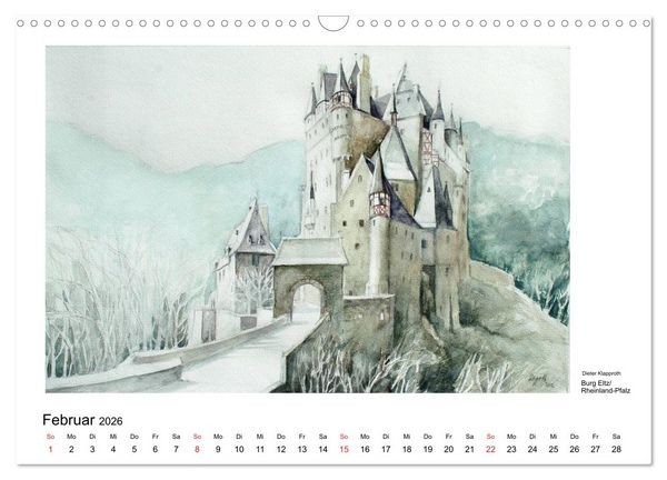 Produktbild: Pinselspuren einer Deutschlandreise - 12 Aquarelle von Dieter Klapproth (Wandkalender 2026 DIN A3 quer), CALVENDO Monatskalender