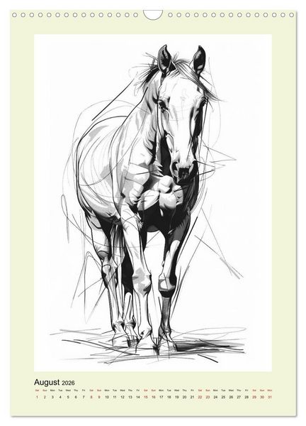 Produktbild: Sketchy Power Horses (Wall Calendar 2026 DIN A3 portrait), CALVENDO 12 Month Wall Calendar