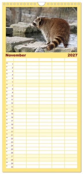 Produktbild: Familienplaner 2027 - Waschb&auml;ren mit 5 Spalten (Wandkalender, 21 x 45 cm) CALVENDO