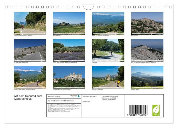 Produktbild: Mit dem Rennrad zum Mont Ventoux (Wandkalender 2026 DIN A4 quer), CALVENDO Monatskalender