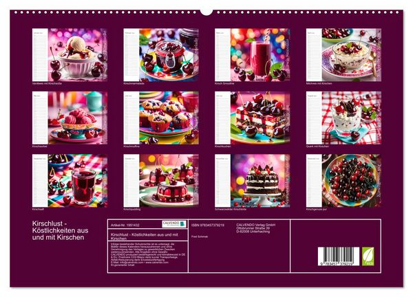 Produktbild: Kirschlust - K&ouml;stlichkeiten aus und mit Kirschen (hochwertiger Premium Wandkalender 2026 DIN A2 quer), Kunstdruck in Hochglanz