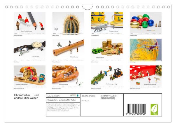 Produktbild: Uhraufzieher ... und andere Mini-Welten (Wandkalender 2026 DIN A4 quer), CALVENDO Monatskalender