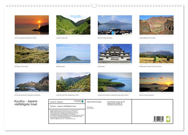 Produktbild: Kyushu - Japans vielf&auml;ltigste Insel (Wandkalender 2026 DIN A2 quer), CALVENDO Monatskalender