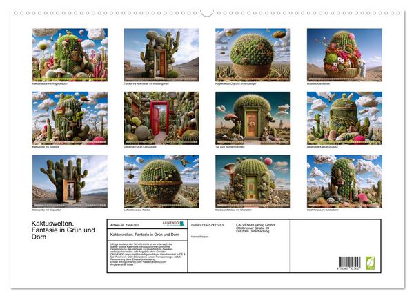 Produktbild: Kaktuswelten. Fantasie in Gr&uuml;n und Dorn (Wandkalender 2026 DIN A2 quer), CALVENDO Monatskalender