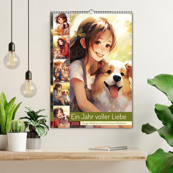 Produktbild: Ein Jahr voller Liebe. Manga-M&auml;dchen und ihre treuen Gef&auml;hrten (Wandkalender 2026 DIN A2 hoch), CALVENDO Monatskalender