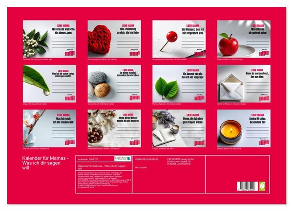 Produktbild: Kalender f&uuml;r Mamas - Was ich dir sagen will (Wandkalender 2026 DIN A2 quer), CALVENDO Monatskalender