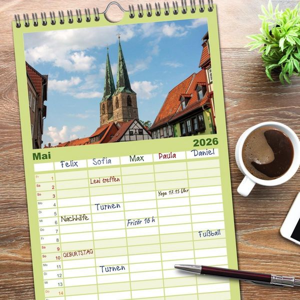 Produktbild: Familienplaner 2026 - Historisches Quedlinburg - Sachsen-Anhalt mit 5 Spalten (Wandkalender, 21 x 45 cm) CALVENDO