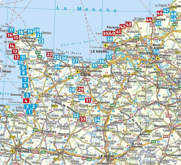 Produktbild: ROTHER Wanderf&uuml;hrer Normandie. 50 Touren an der K&uuml;ste und im Landesinneren &ndash; vom Mont-Saint-Michel bis zur C&ocirc;te d&lsquo;Alb&acirc;tre