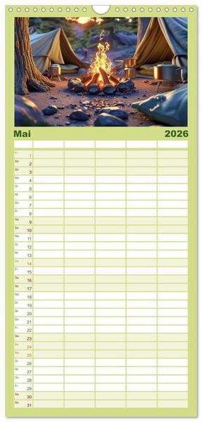 Produktbild: Familienplaner 2026 - Camping-Life und Abenteuer mit 5 Spalten (Wandkalender, 21 x 45 cm) CALVENDO