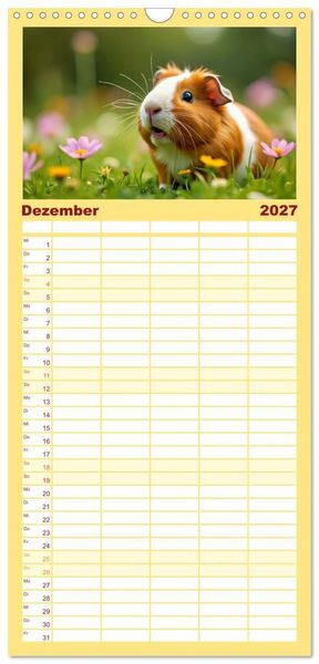 Produktbild: Familienplaner 2027 - S&uuml;&szlig;e Meerschweinchen mit 5 Spalten (Wandkalender, 21 x 45 cm) CALVENDO