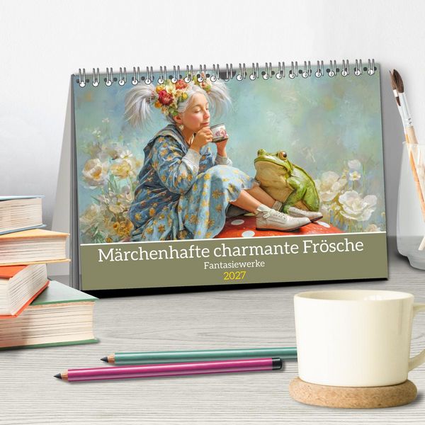 Produktbild: M&auml;rchenhafte charmante Fr&ouml;sche - Fantasiewerke (Tischkalender 2027 DIN A5 quer), CALVENDO Monatskalender