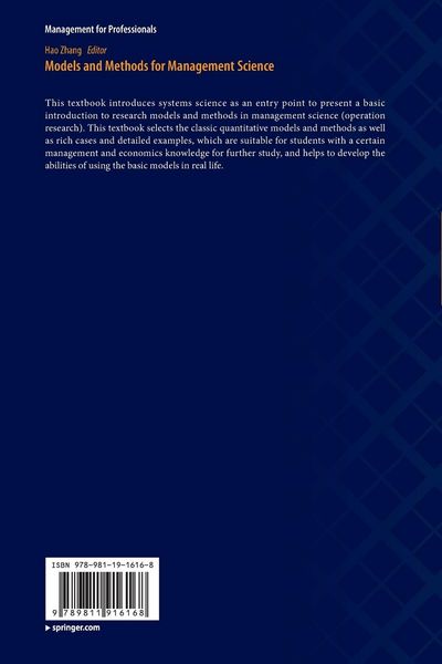 Produktbild: Models and Methods for Management Science