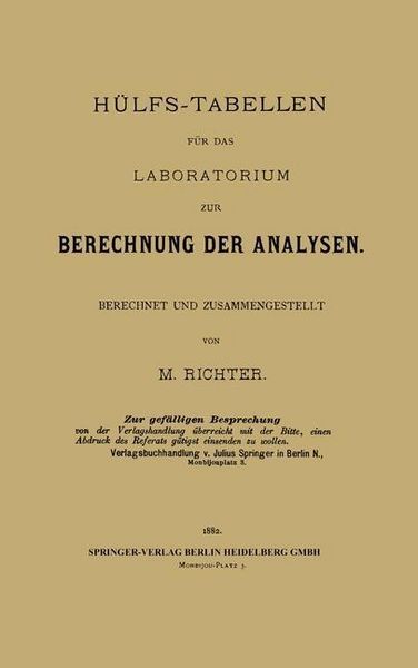 Produktbild: H&uuml;lfs-Tabellen f&uuml;r das Laboratorium zur Berechnung der Analysen