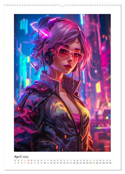 Produktbild: Coole Cyber Girls (Wandkalender 2026 DIN A2 hoch), CALVENDO Monatskalender