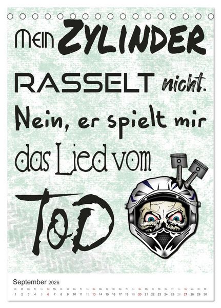 Produktbild: Coole Biker-Spr&uuml;che (Tischkalender 2026 DIN A5 hoch), CALVENDO Monatskalender