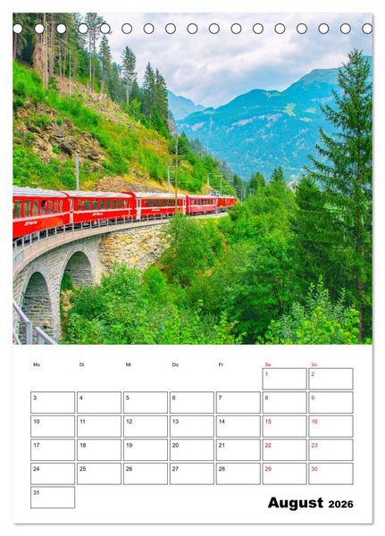 Produktbild: Rh&auml;tische Bahn - aussichtsreiches Bahnerlebnis (Tischkalender 2026 DIN A5 hoch), CALVENDO Monatskalender