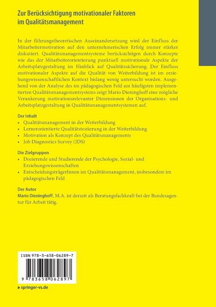 Produktbild: Zur Ber&uuml;cksichtigung motivationaler Faktoren im Qualit&auml;tsmanagement