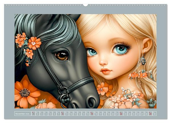 Produktbild: Vertr&auml;umte M&auml;dchen. Tiere, Blumen, Liebe. (hochwertiger Premium Wandkalender 2026 DIN A2 quer), Kunstdruck in Hochglanz