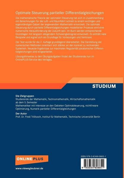 Produktbild: Optimale Steuerung partieller Differentialgleichungen