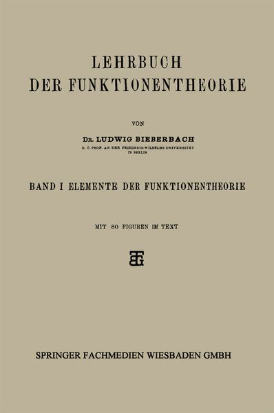 Produktbild: Lehrbuch der Funktionentheorie