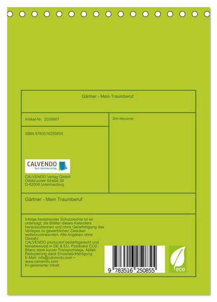 Produktbild: G&auml;rtner - Mein Traumberuf (Tischkalender 2026 DIN A5 hoch), CALVENDO Monatskalender