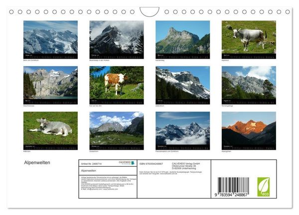 Produktbild: Alpenwelten (Wandkalender 2027 DIN A4 quer), CALVENDO Monatskalender