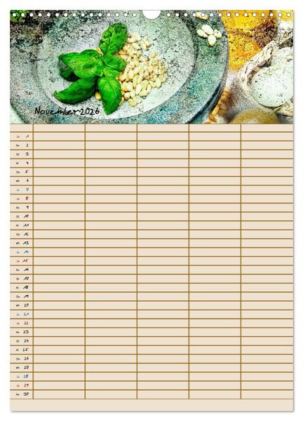 Produktbild: Italienische K&uuml;che mit Familienplaner (Wandkalender 2026 DIN A3 hoch), CALVENDO Monatskalender