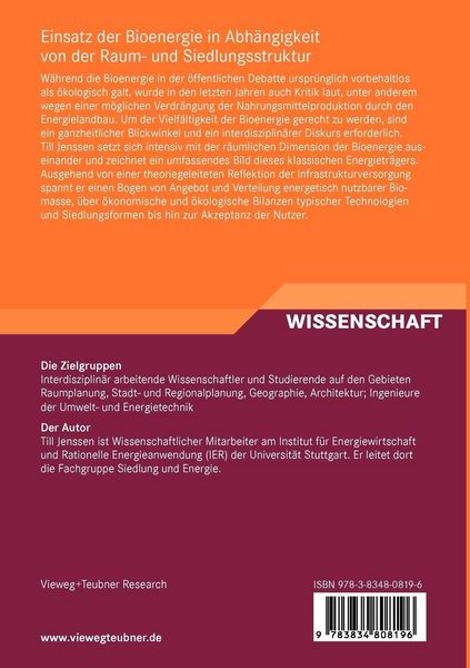 Produktbild: Einsatz der Bioenergie in Abh&auml;ngigkeit von der Raum- und Siedlungsstruktur