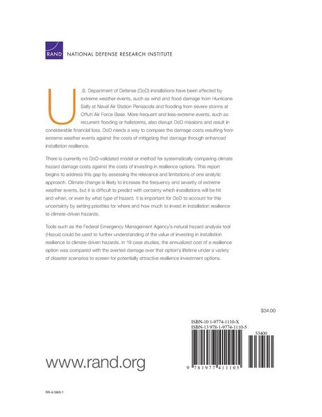 Produktbild: How Can Dod Compare Damage Costs Against Resilience Investment Costs for Climate-Driven Natural Hazards?