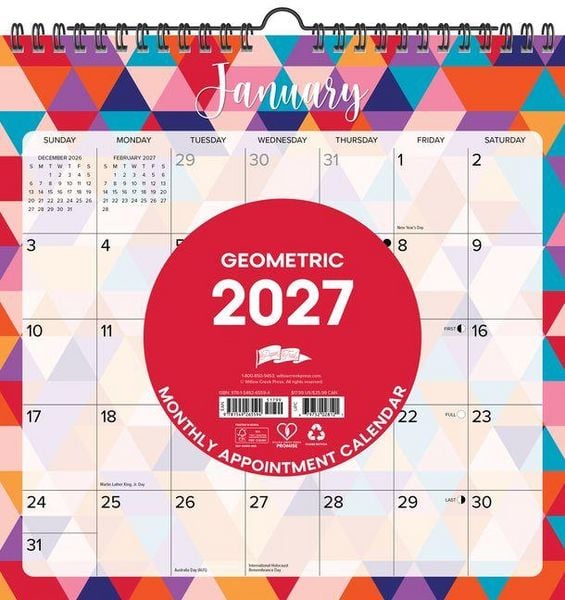 Produktbild: Geometric 2027 12 X 12 Spiral Wall Calendar