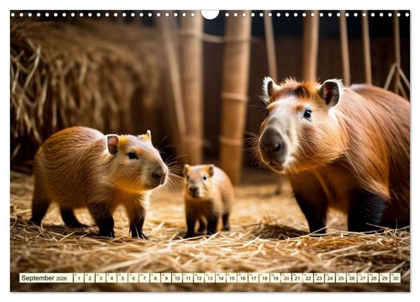Produktbild: Capybaras - Wasserschweine die Herren der Gr&auml;ser (Wandkalender 2026 DIN A3 quer), CALVENDO Monatskalender