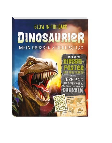 Produktbild: Glow-in-the-Dark Dinosaurier: Mein gro&szlig;er Stickeratlas