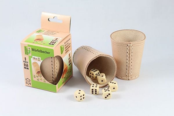 Produktbild: Classic Games Lederw&uuml;rfelbecher mit 6 W&uuml;rfeln