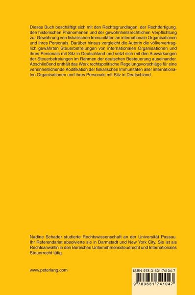 Produktbild: Fiskalische Immunitaet internationaler Organisationen und ihres Personals in der Bundesrepublik Deutschland