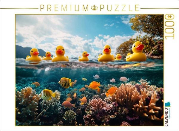 CALVENDO Puzzle Sonne in der Karibik - Gummienten | 1000 Teile Lege-Größe 64x48cm Foto-Puzzle für glückliche Stunden