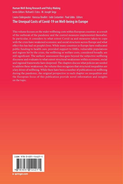 Produktbild: The Unequal Costs of Covid-19 on Well-being in Europe