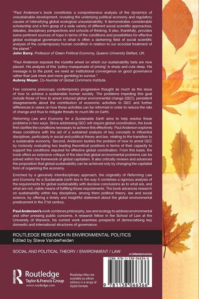 Produktbild: Reforming Law and Economy for a Sustainable Earth