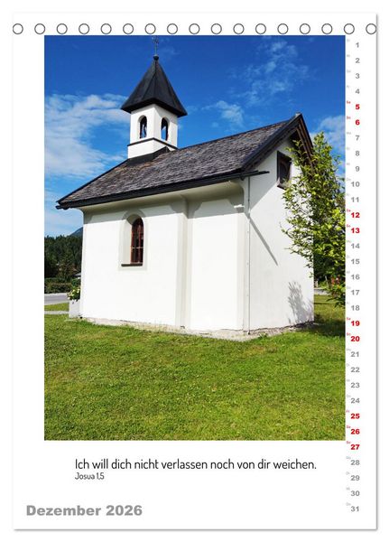 Produktbild: Kapellen mit Bibelzitaten (Tischkalender 2026 DIN A5 hoch), CALVENDO Monatskalender