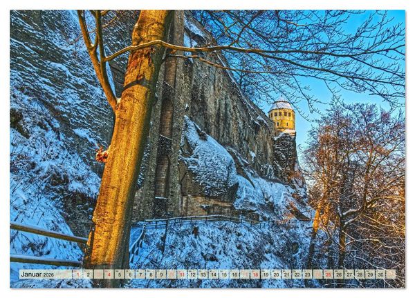 Produktbild: Die Festung K&ouml;nigstein im Licht der vier Jahreszeiten (Wandkalender 2026 DIN A3 quer), CALVENDO Monatskalender