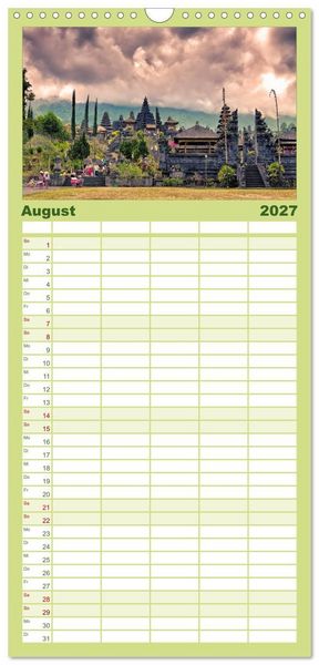 Produktbild: Familienplaner 2027 - Bali - Insel der G&ouml;tter mit 5 Spalten (Wandkalender, 21 x 45 cm) CALVENDO