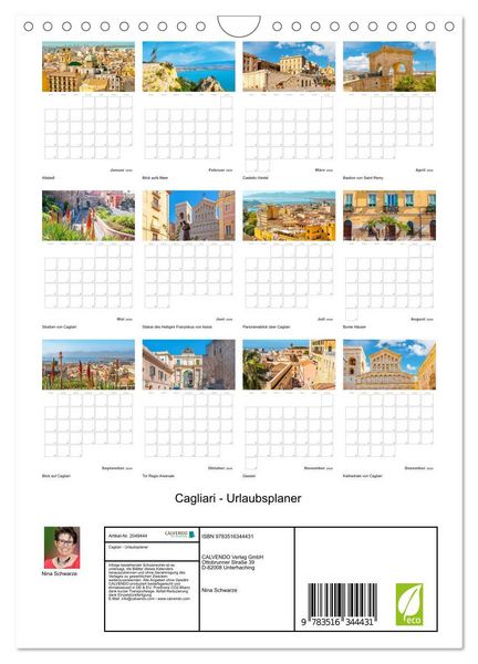 Produktbild: Cagliari - Urlaubsplaner (Wandkalender 2026 DIN A4 hoch), CALVENDO Monatskalender