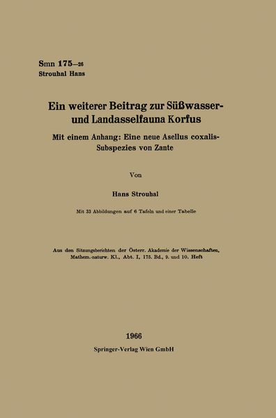 Produktbild: Ein weiterer Beitrag zur S&uuml;&szlig;wasser- und Landasselfauna Korfus