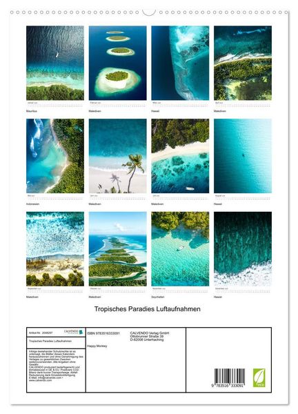 Produktbild: Tropisches Paradies Luftaufnahmen (hochwertiger Premium Wandkalender 2026 DIN A2 hoch), Kunstdruck in Hochglanz