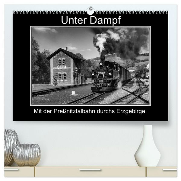 Produktbild: Unter Dampf - Mit der Pre&szlig;nitztalbahn durchs Erzgebirge (hochwertiger Premium Wandkalender 2026 DIN A2 quer), Kunstdruck in Hochglanz