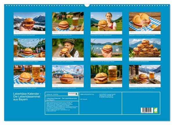 Produktbild: Leberk&auml;se-Kalender - Die Leberk&auml;ssemmel aus Bayern (Wandkalender 2026 DIN A2 quer), CALVENDO Monatskalender