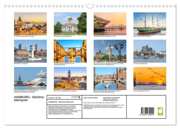 Produktbild: HAMBURG - Maritime Metropole (Wandkalender 2026 DIN A3 quer), CALVENDO Monatskalender