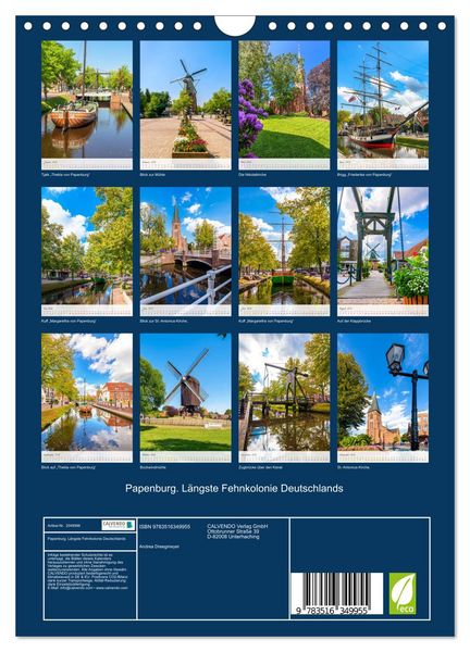 Produktbild: Papenburg. L&auml;ngste Fehnkolonie Deutschlands (Wandkalender 2026 DIN A4 hoch), CALVENDO Monatskalender