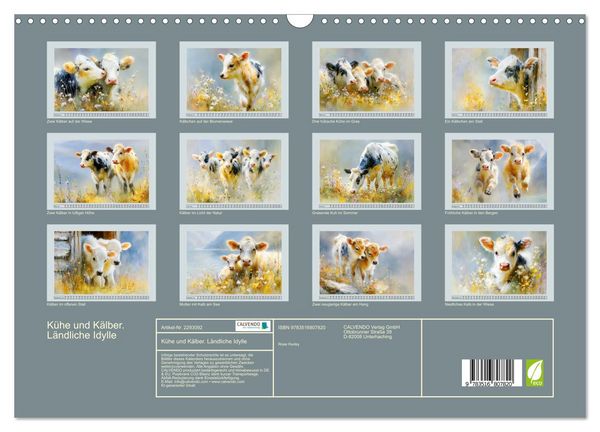 Produktbild: K&uuml;he und K&auml;lber. L&auml;ndliche Idylle (Wandkalender 2027 DIN A3 quer), CALVENDO Monatskalender