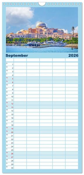 Produktbild: Familienplaner 2026 - Abu Dhabi - Bezaubernde Metropole mit 5 Spalten (Wandkalender, 21 x 45 cm) CALVENDO