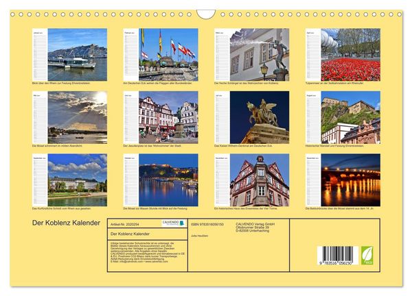 Produktbild: Der Koblenz Kalender (Wandkalender 2026 DIN A3 quer), CALVENDO Monatskalender